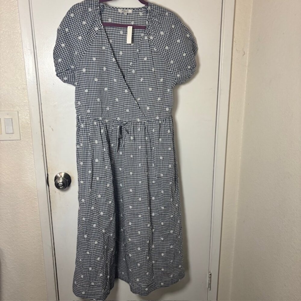 Madewell Black and White Gingham Midi Dress